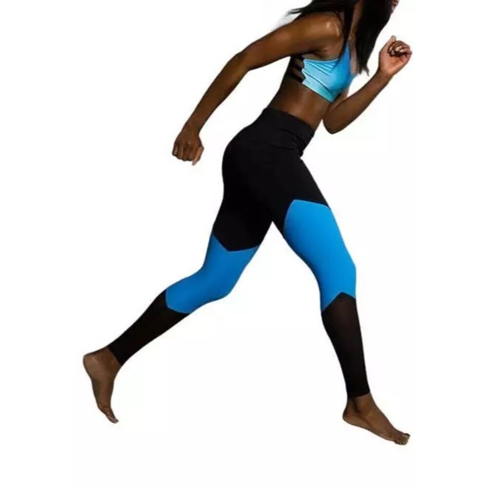 ONZIE High Rise Track Legging 2046 Size S/M Indian Blue / Black EUC B32